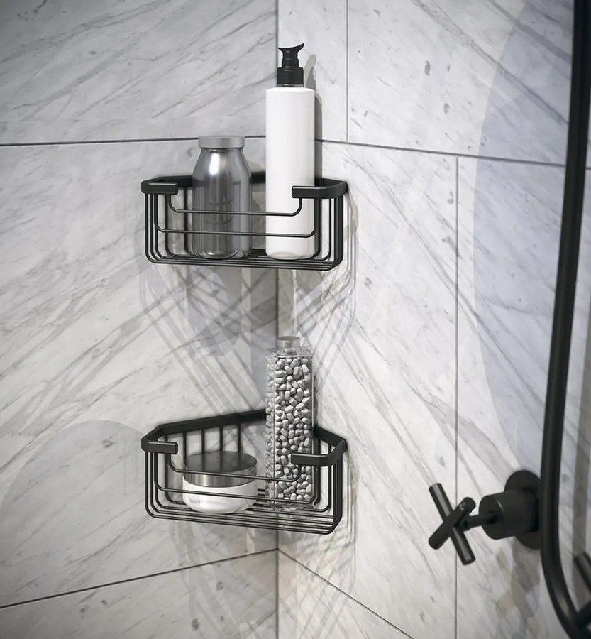 Gedy Gedy, SMART polica rohová, 170x30x170mm, čierna matná, 328314