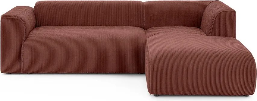 Menčestrová rohová pohovka v terakotovej farbe (pravý roh/s leňoškou) Merid – Ropez