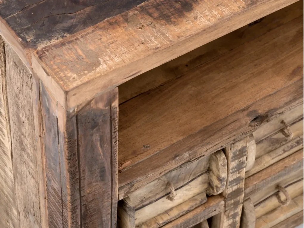furniture-nabytek.cz - Masívny TV stolík Madurai z recyklovaného dreva, hnedý, neupravený – 90×40×55 cm