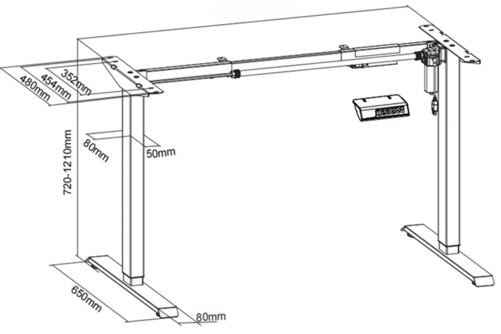 Výškovo nastaviteľný stôl, 180x80 cm, 1 motor, biela podnož, grafit