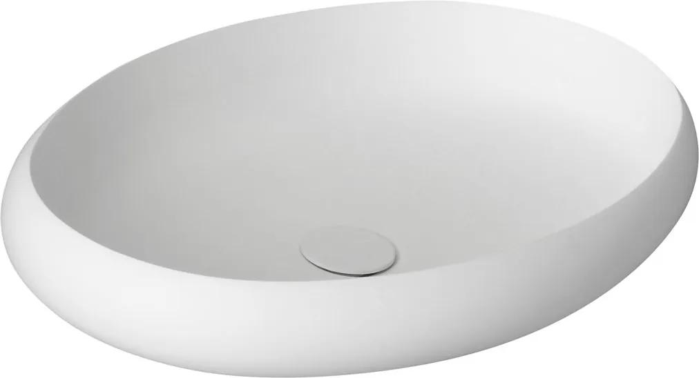 SAPHO - THIN oválne umývadlo 600x400x112mm, na dosku, matná biela (WN213)