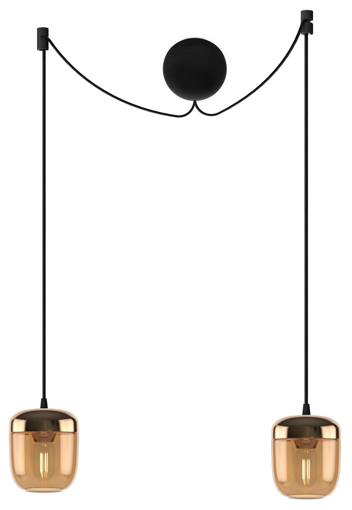 ACORN| dizajnové závesné svietidlo Farba: Jantárová mosadz, Sada: Dve tienidlá + Cannonball Cluster 2 čierny
