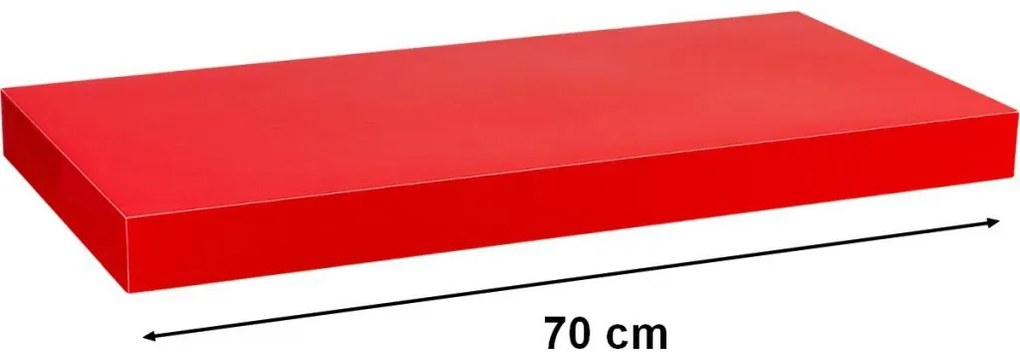 Nástěnná police STILISTA VOLATO - lesklá červená 70 cm