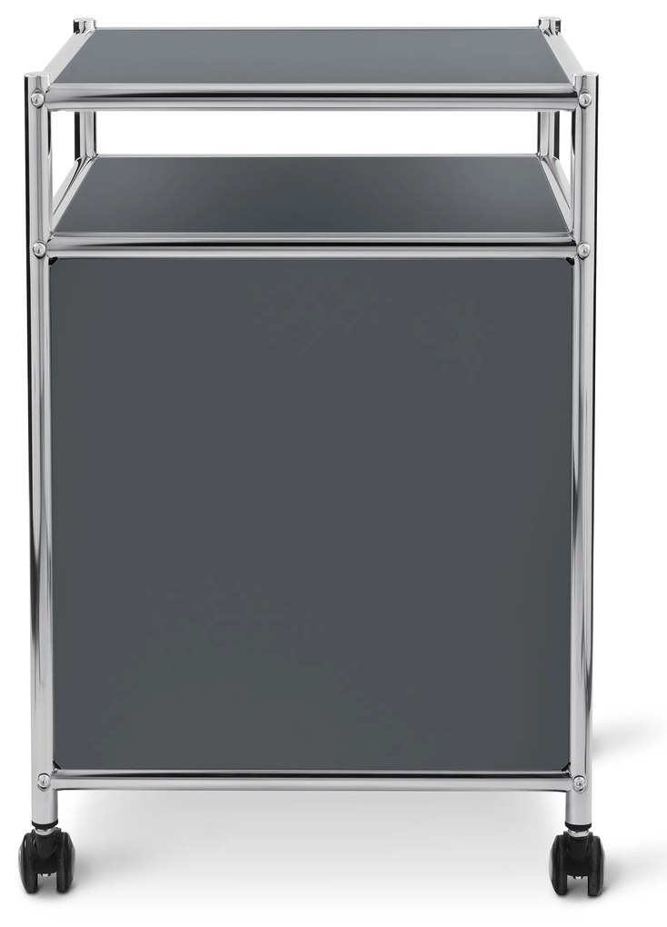 Kovový kontajner na kolieskach »CN3« s výklopnou doskou, sivý