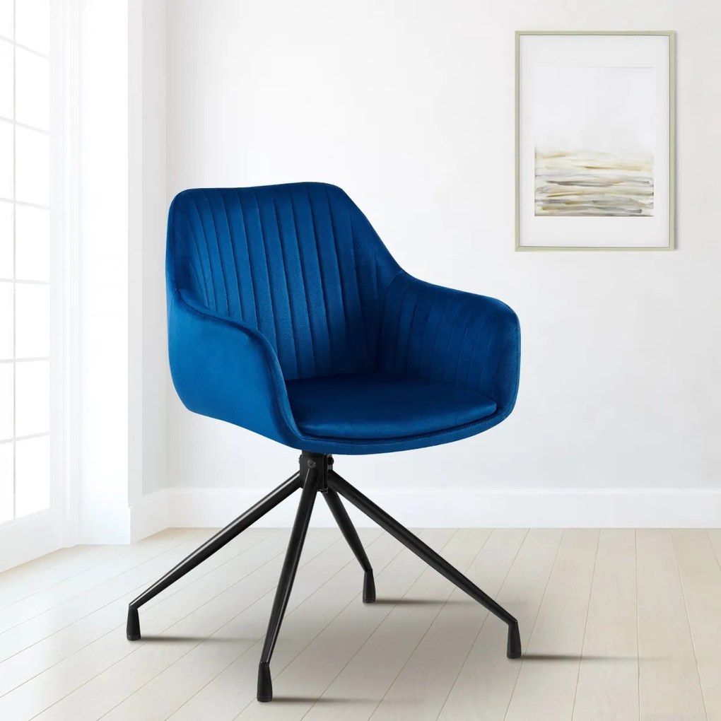 Jedálenská stolička Welby zamat - tmavo modrá