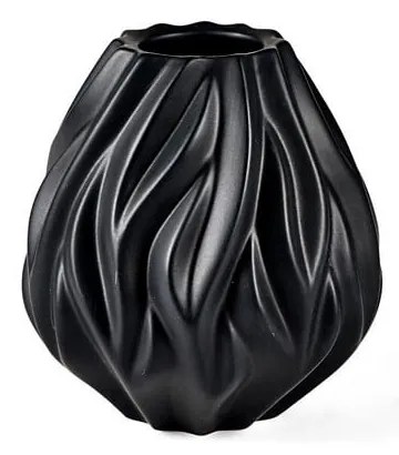 Čierna porcelánová váza Morsø Flame, výška 15 cm