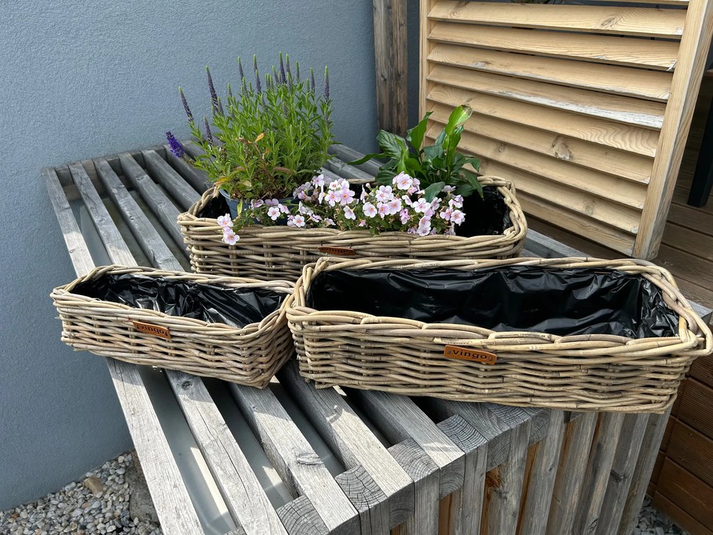Ratanový hrantík s igelitovou vložkou Rozmery (cm): 40x17, v. 13