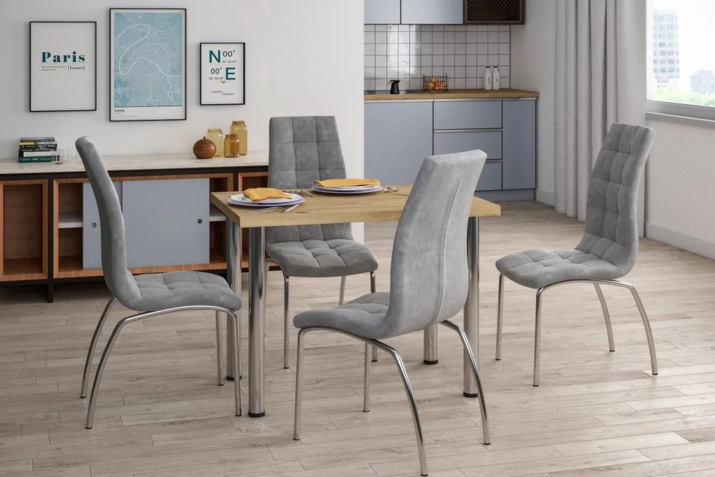 Vintino Jedálenský stôl LUNARO 101 × 67 cm – dub artisan / chróm