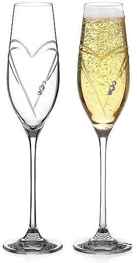 Diamante Swarovski Poháre na sekt Hearts 210 ml, 2 ks