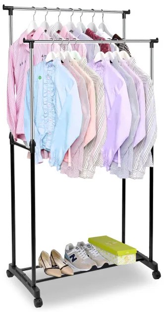 Vešiakový stojan na kolieskach WALERIA čierny