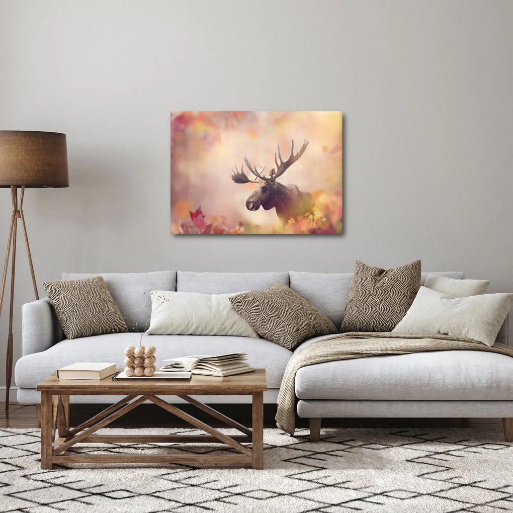 Obraz - Sob v jesennom lístí (70x50 cm)