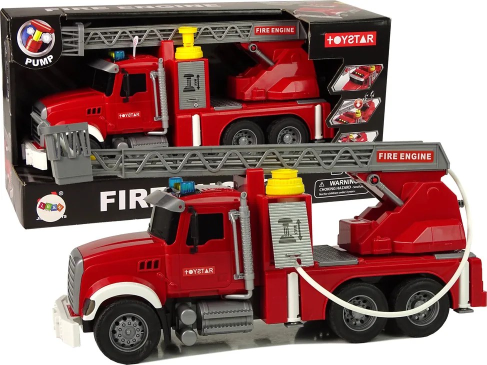 LEAN Toys Hasičský vozík Červené zvuky vody Svetlá