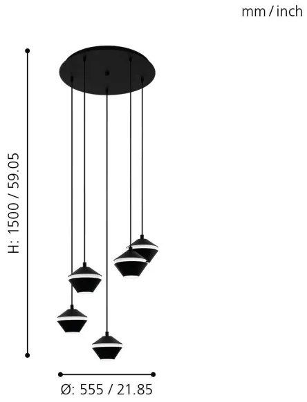 Eglo 98683 - LED závesný luster na lanku PERPIGO 5xGU10/5W/230V