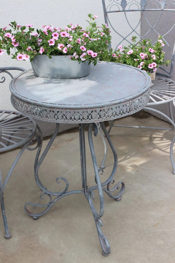 Sivý záhradný nábytok kovový set 2+1 Romace