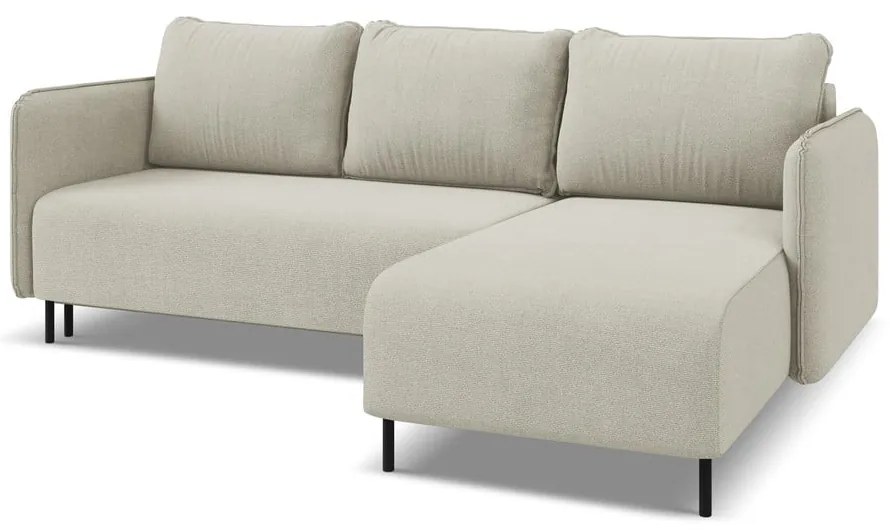 Béžová rozkladacia/s úložným priestorom rohová pohovka (pravý roh) Luana – Makamii