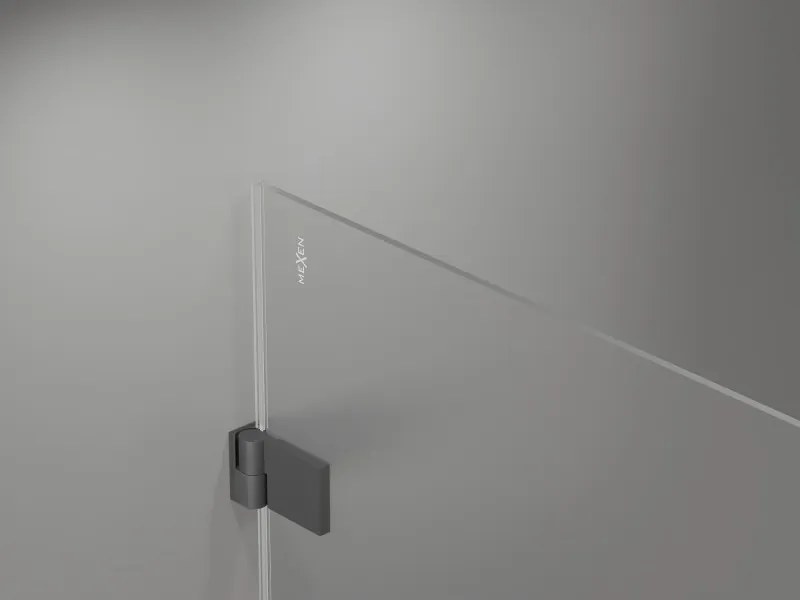 Mexen Lunar-B, Otočné ľavé sprchové dvere 125 cm, 8mm číre sklo, grafitový profil, 832S-125-050-95-00-L