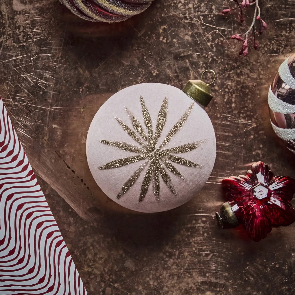 House Doctor Sklenené vianočné ozdoby Rose – set 4 ks