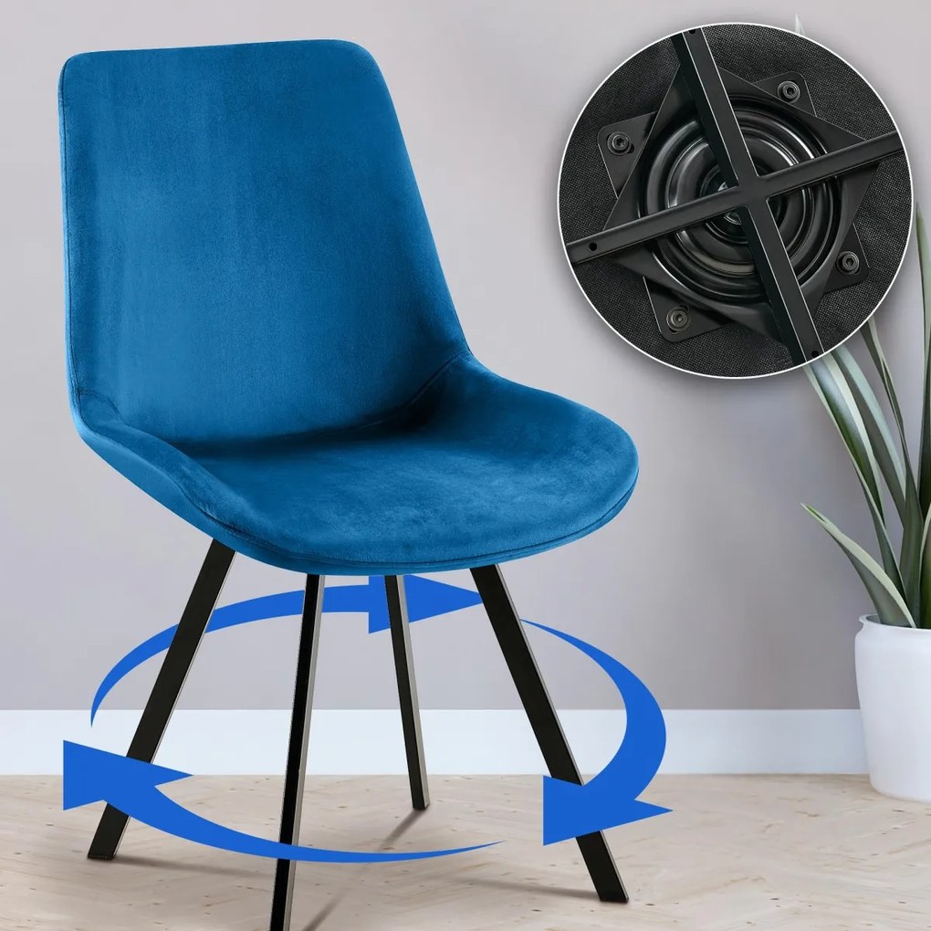 Jedálenská stolička Lewes - zamat - Tmavo modrá