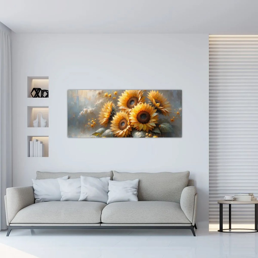 Obraz - Maľba slnečníc (120x50 cm)
