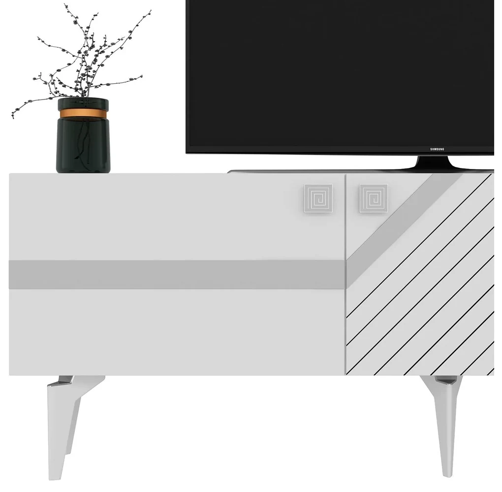 TV stolík/skrinka Tabivo (biela + strieborná) . Vlastná spoľahlivá doprava až k Vám domov. 1095309