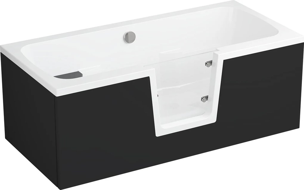 Vaňa s dvierkami Polimat OVI 160x75 PRAVÁ bez čelného krycieho panelu + vaňový sifón automat s prepadom VABPS-ZU 70