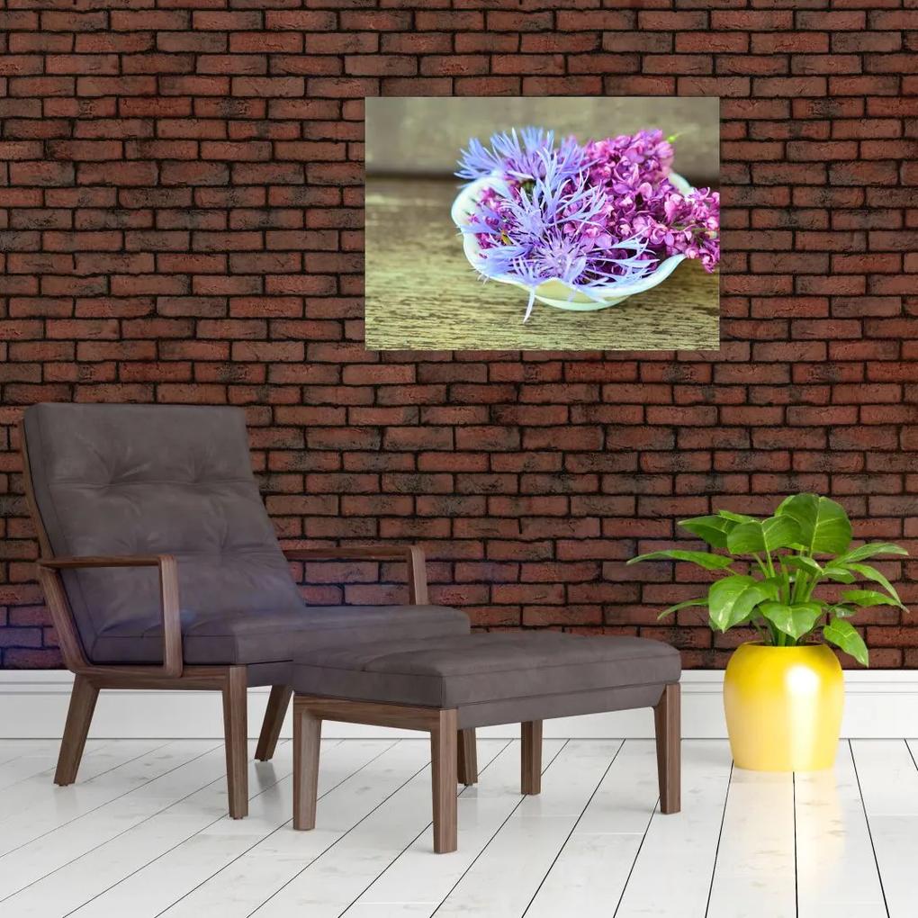 Sklenený obraz - fialová rastlinka (70x50 cm)
