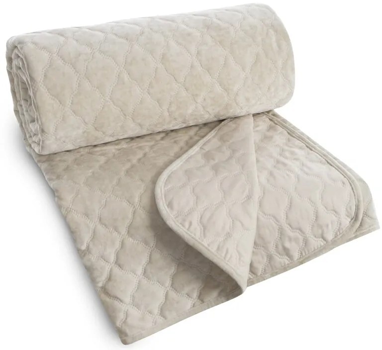 Dekorstudio Zamatový prehoz na posteľ VELVET3 v krémovej farbe Rozmer prehozu (šírka x dĺžka): 170x210cm