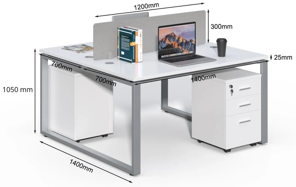 Kancelárska súprava pre 2 osoby Houseland Prime Max 01 140 cm biela
