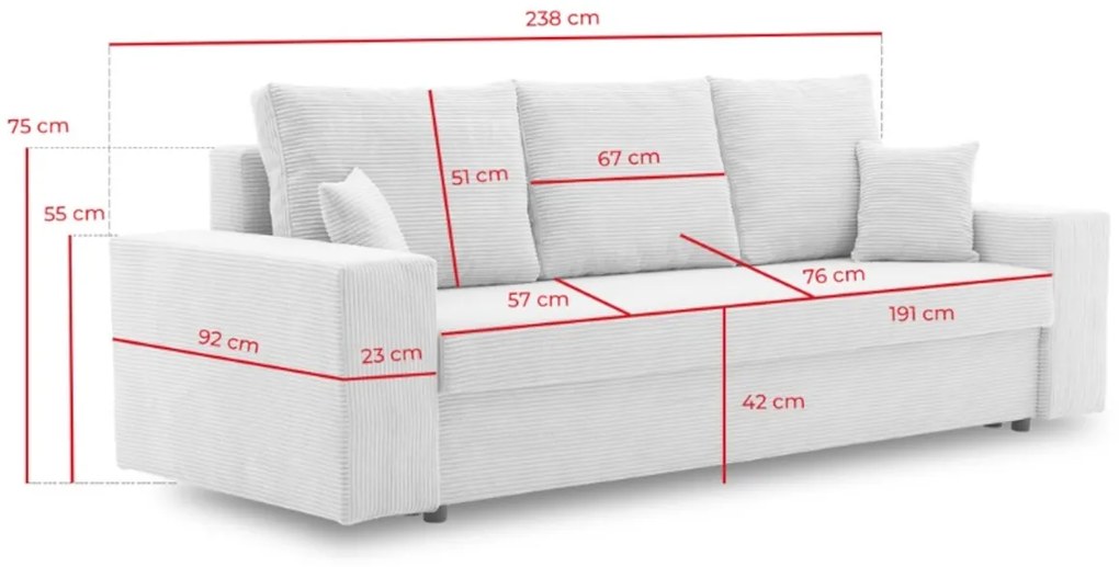 Rozkladacia pohovka VALOR, 238x75x92, poso 05