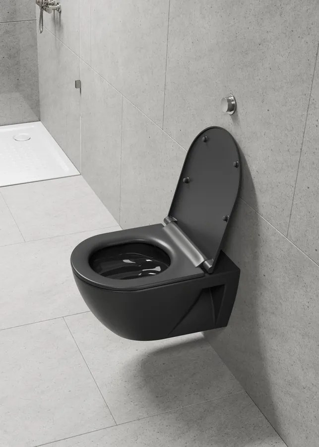 GSI GSI, PURA ECO závesná WC misa, Swirlflush, 36x55cm, čierna dual-mat, 880726
