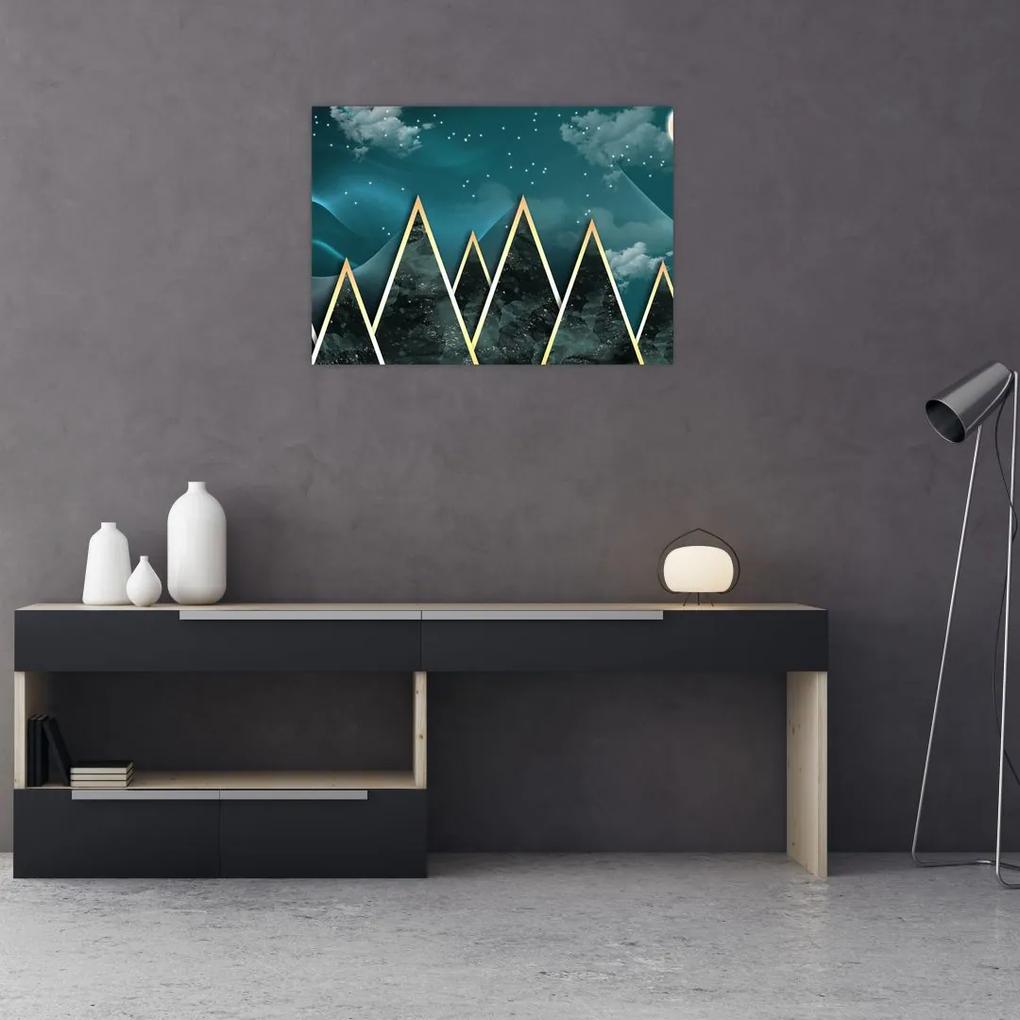 Sklenený obraz - Spln nad zlatými horami (70x50 cm)