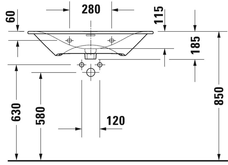 Duravit Duravit Viu - Umývadlo do nábytku 830x490 mm, biela 2344830060