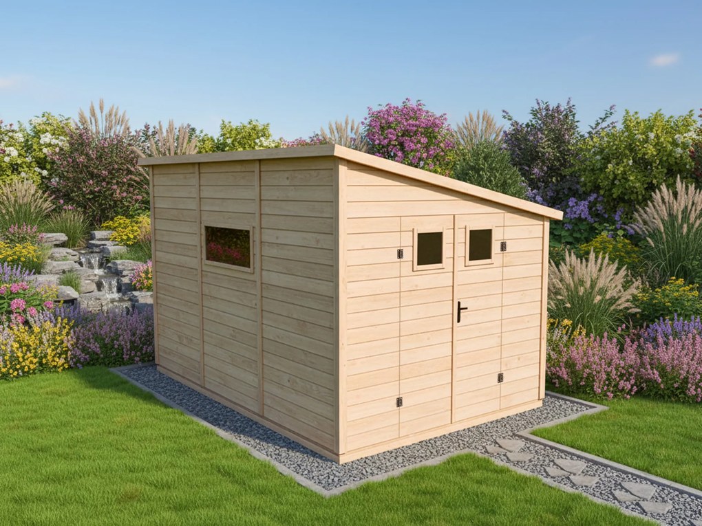 domceknazahradu.sk - Záhradný domček Kosatec Komfort - Premium, farba natur, (2,7 × 3,95 m), KOS_KOM2