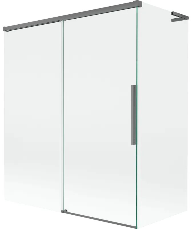 Mexen Rox, L posuvná 2-krídlová vaňová zástena 140 + 70 x 150 cm, 8mm číre sklo, grafitový profil, 8C9L-140-070-95-00