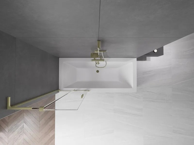 Mexen Velar L, 2-krídlová posuvná vaňová zástena 75 x 150 cm, 8mm číre sklo, zlatý matný profil, 896-075-003-01-55