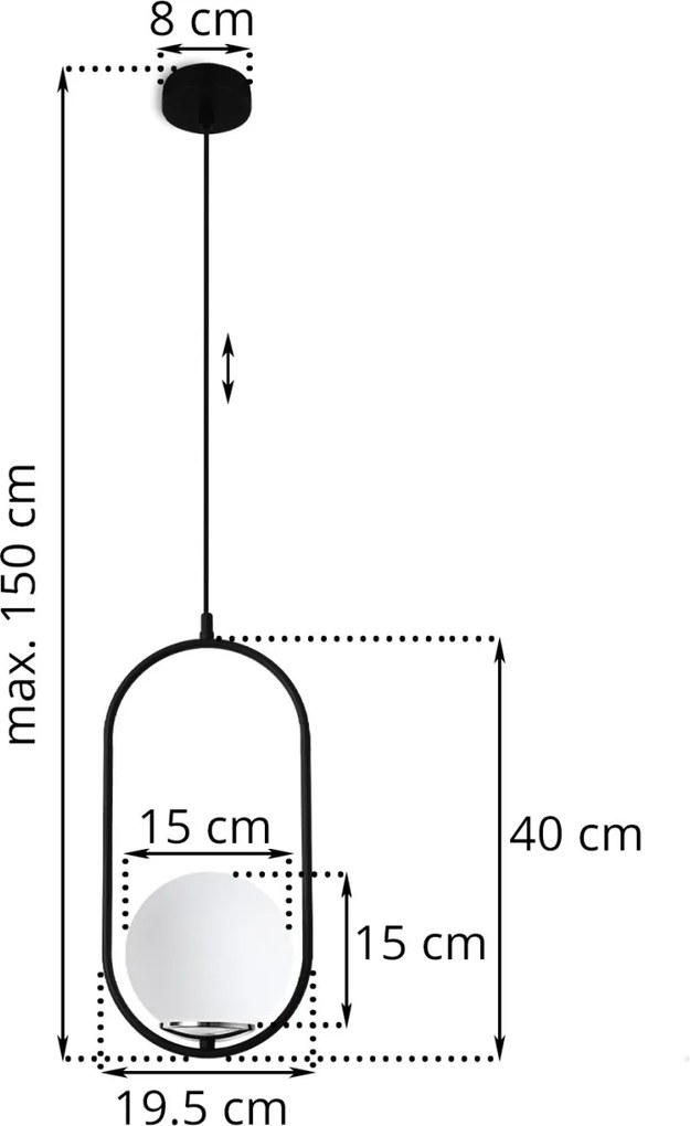 Závesné svietidlo Florence, 1x biele sklenené tienidlo, b/ch, U