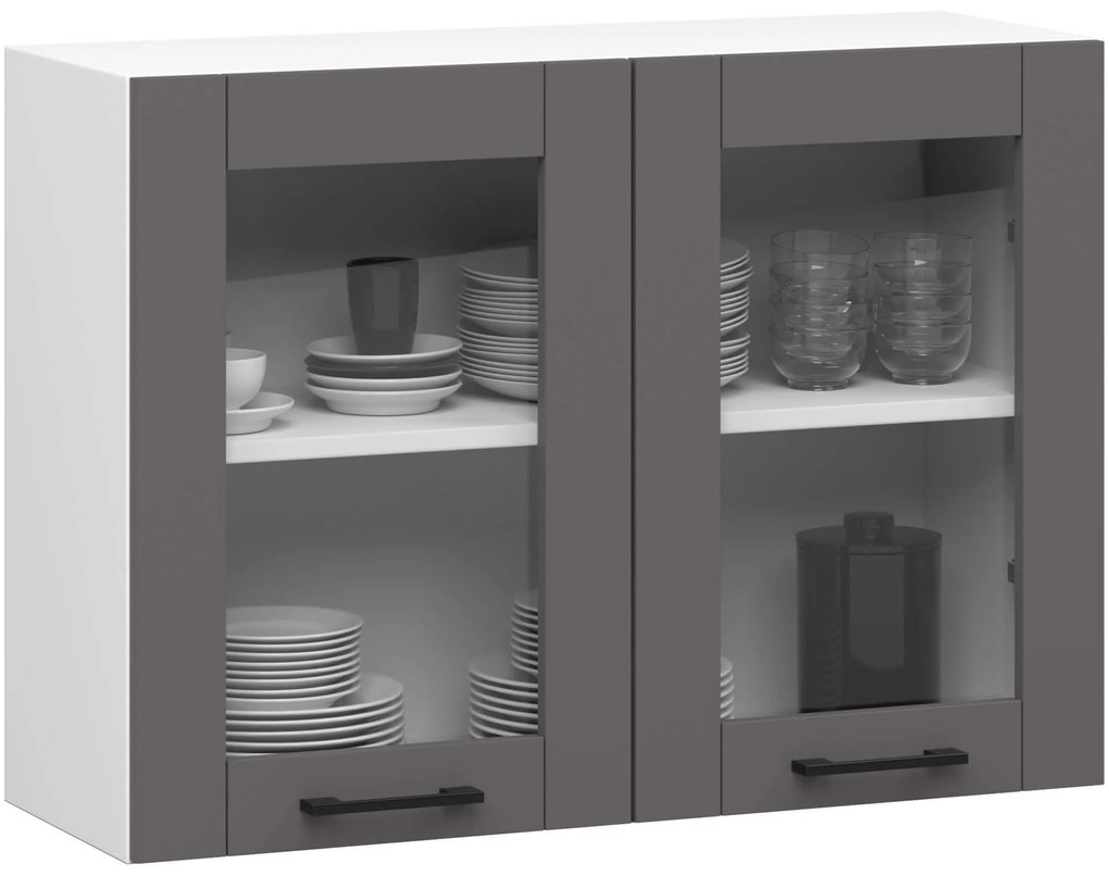 Horná kuchynská vitrína Organo 580 (biela + grafit). Akcia -17%. Vlastná spoľahlivá doprava až k Vám domov. 1117518