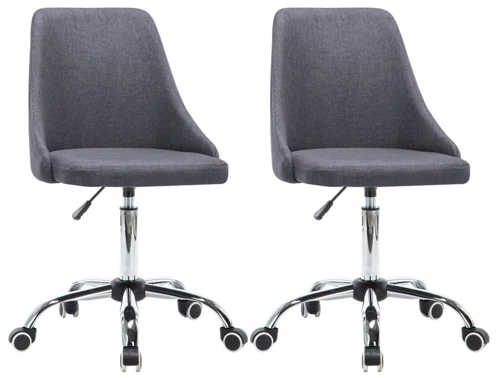 vidaXL Kancelárske stoličky na kolieskach 2 ks látkové tmavosivé
