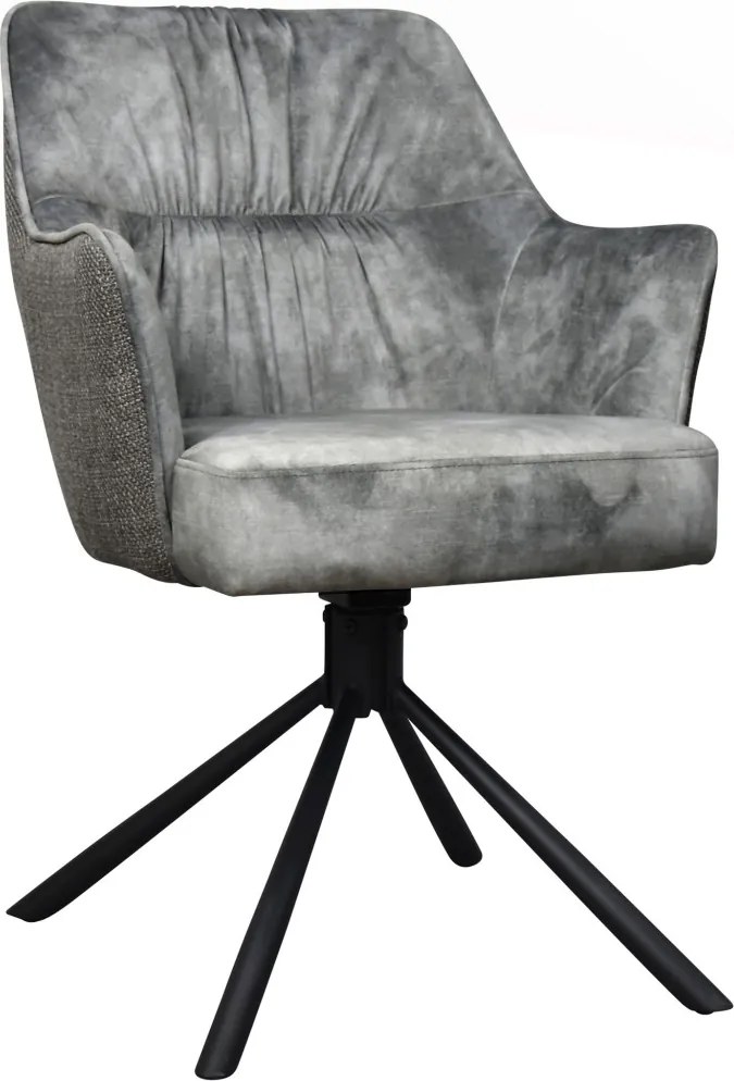 Otočná jedálenská stolička Axel, stredne šedá zamatová látka/tkanina