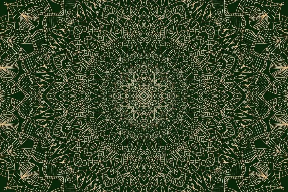 Obraz detailná ozdobná Mandala v zelenej farbe - 60x40