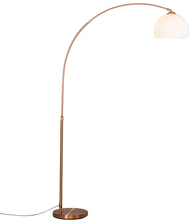 Moderná oblúková lampa medená s bielym tienidlom - Arc Basic