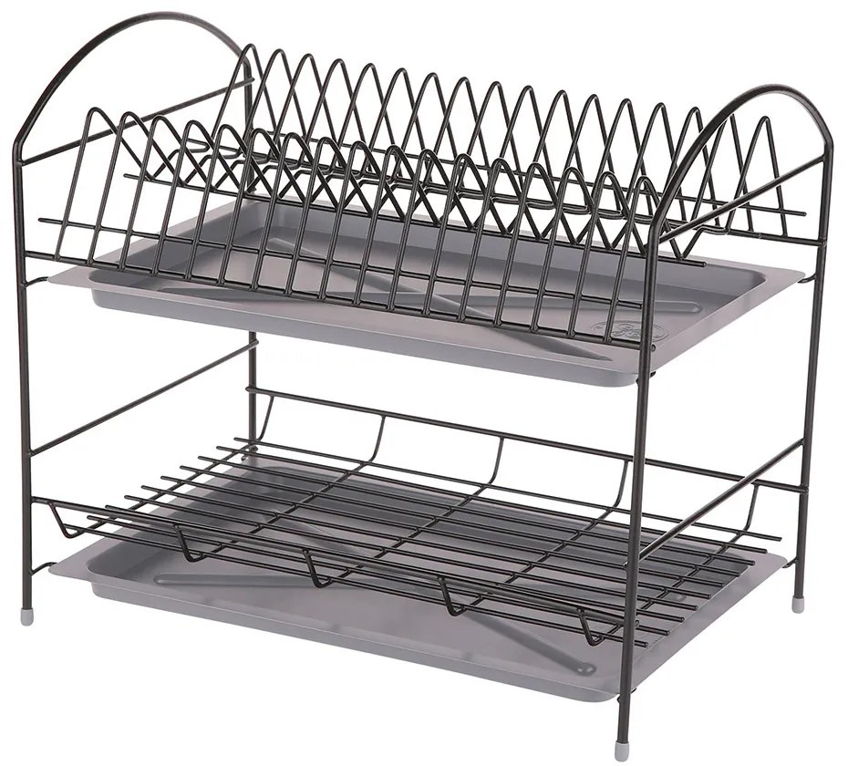 ALTOM Odkvapkávač na riad, dvojposchodový, až na 16 tanierov, čierny kov