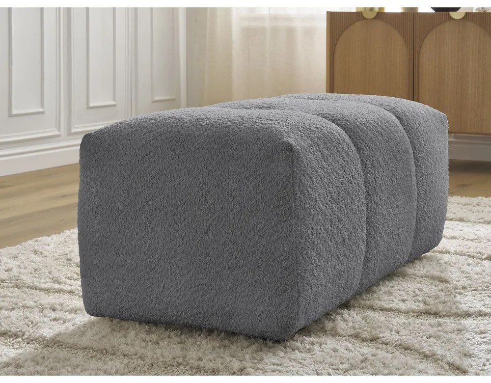 Sivá podnožka z textílie buklé Roxelane – Bobochic Paris