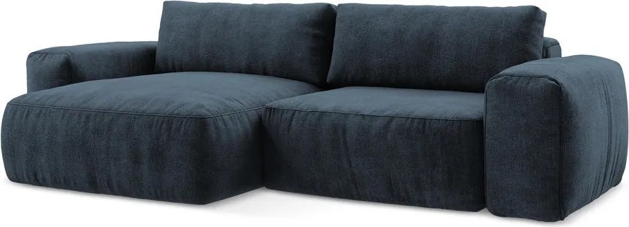 Tmavomodrá ženilková rozkladacia rohová pohovka (ľavý roh/s leňoškou) Kuki – Makamii