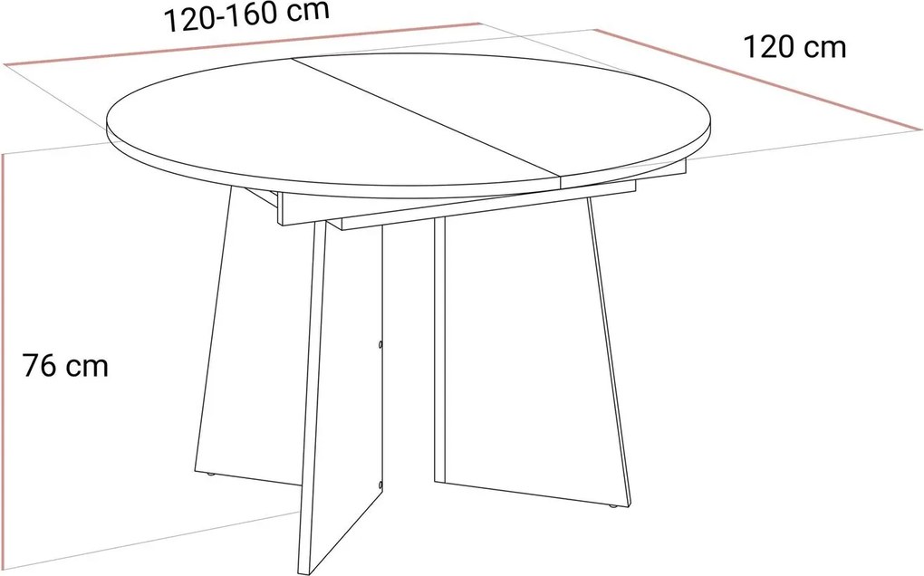 Jedálensky rozkladací stôl AYLIN kráľovský orech 120cm