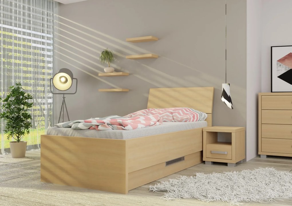 Wood Service Jednolôžko Lenka s úložným priestorom 90 x 200