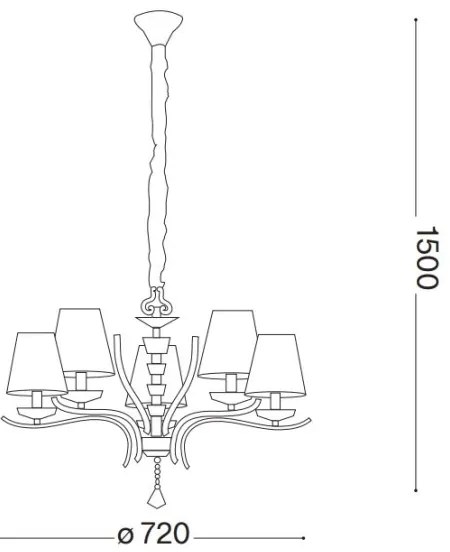 Ideal Lux - Luster na reťazi PEGASO 5xE14/28W/230V pr. 72 cm zlatá
