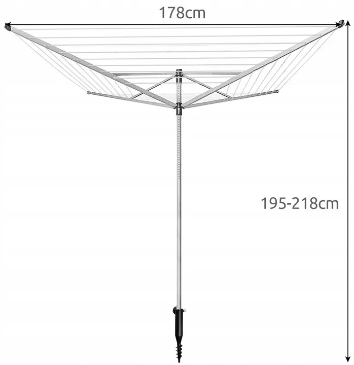 Gardlov 24225 Stojaci záhradný sušiak na bielizeň 178 x 178 x 195 - 218 cm