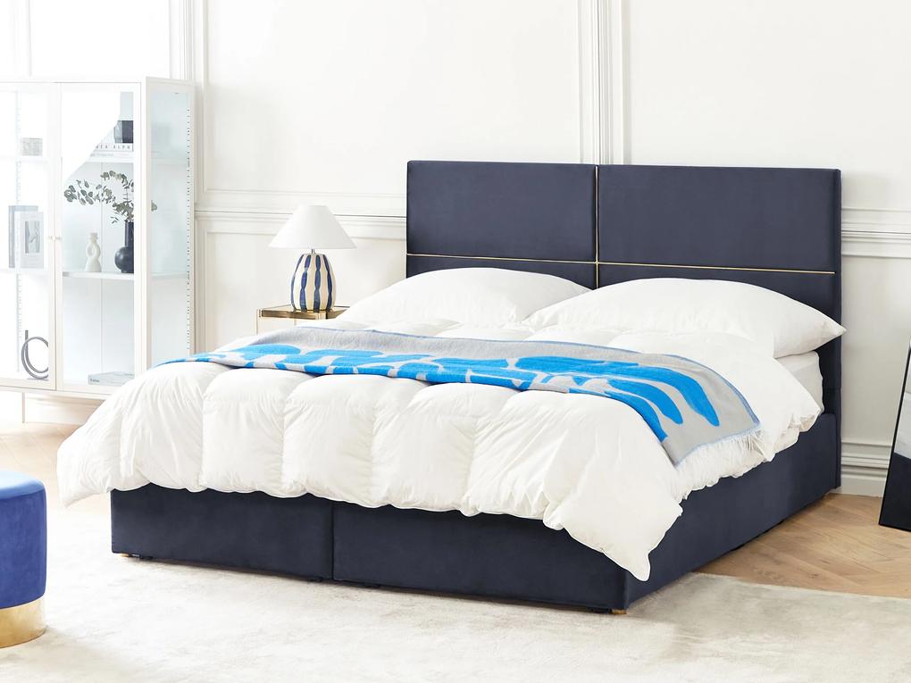Zamatová posteľ s úložným priestorom 180 x 200 cm čierna VERNOYES Beliani