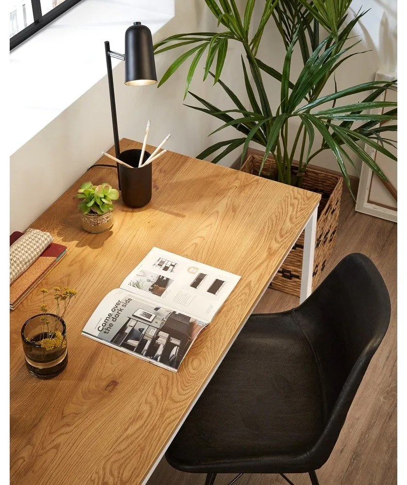 Biely písací stôl s doskou v drevenom dekore Kave Home Lisbet